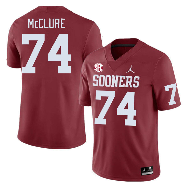 Men #74 Evan McClure Oklahoma Sooners 2024 SEC Conference College Football Jerseys-Crimson